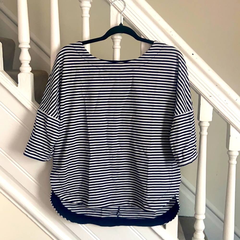 Navy and white striped dress shirt - Max Studio